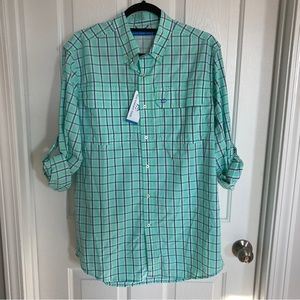 Southern Tide Plaid Fishing Shirt - Medium - Teal